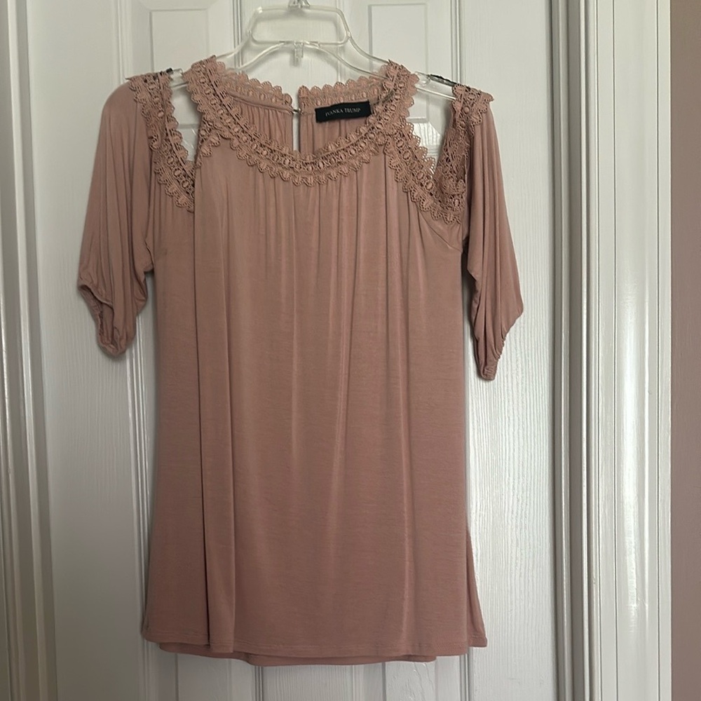 Ivanka Trump Blush Lace Detail Blouse